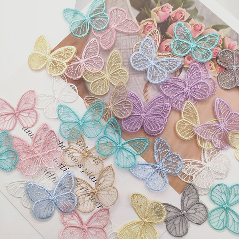 18pcs/lot 4.5*3.5cm Embroidered mesh butterfly cloth patches Appliques for Clothes Sewing Supplies DIY Hair Clip Accessories ► Photo 1/6