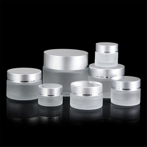 Frosted Glass Refillable Ointment Bottles Empty Cosmetic Jar Pot Eye Shadow Face Cream Container 5/10/15/20/30/50/100g ► Photo 1/5