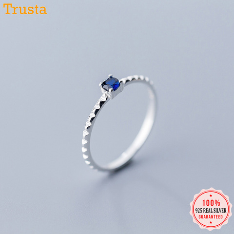 Trustdavis Genuine 925 Sterling Silver Sweet Blue Cubic Zirconia Finger Ring Size 6 7 8 For Women Silver 925 Jewelry Gift DA436 ► Photo 1/6