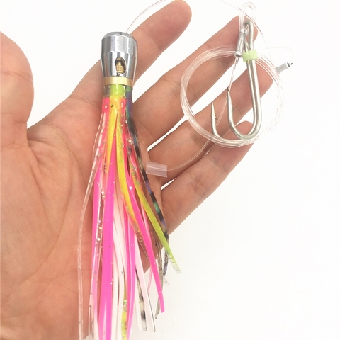 HZ MATTHZ 12cmDeep-sea Seawater Fishing lure Double Threat Copper Head Bait Metal Octopus Squid Skirt Lure Tuna Trolling Lure ► Photo 1/3