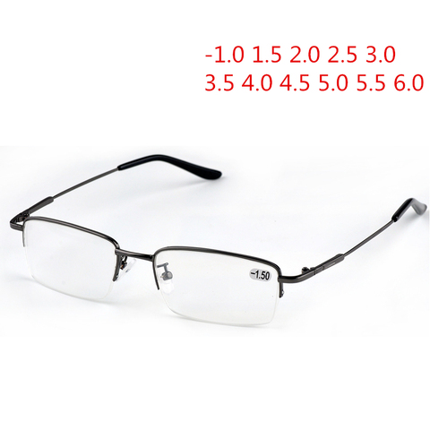 NYWOOH Finished Myopia Glasses Men Half Frame Metal Student Nearsighted Eyewear Ultralight Shortsighted Eyeglasses -1.0 to -6.0 ► Photo 1/6