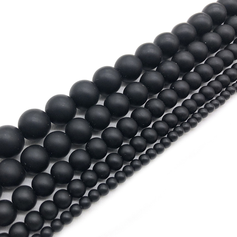 Matte Dull Polished Black Agates Onyx Beads Natural Stone Loose Beads for Jewelry Making DIY Glass Bracelet 4 6 8 10 12mm ► Photo 1/6