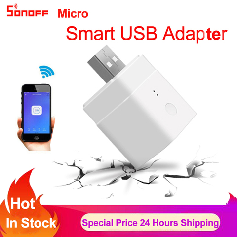 Sonoff Micro USB Smart Adapter Wifi Wireless Remote Control Mini USB ON/OFF Switch Via Ewelink APP Works with Alexa Google Home ► Photo 1/6