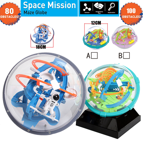 New Magic 3D Space Mission Maze Globe Puzzle Intellect Ball  80-100 Obstacles  Educational Interactive Brain Teaser for Children ► Photo 1/6