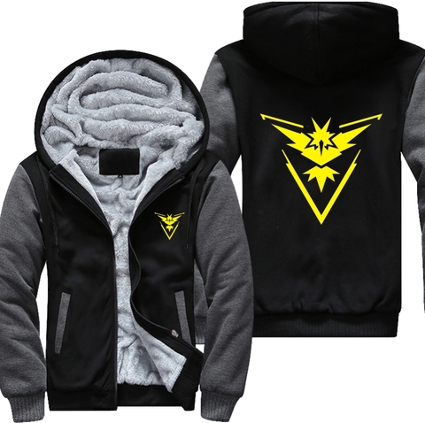 USA Plus EU American Size Pokemon Go Team Valor Team Mystic Team Instinct Cosplay Jacket Sweatshirts Thicken Hoodie Zipper Coat ► Photo 1/6
