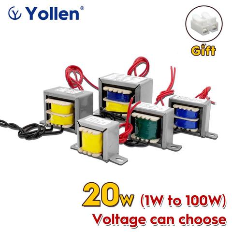 EI 20W Wire Connection Type Power Transformer 20VA Customized Voltage 220V/380V/110V to 6V/9V/12V/15V/18V/24V/110V Dual Output ► Photo 1/6