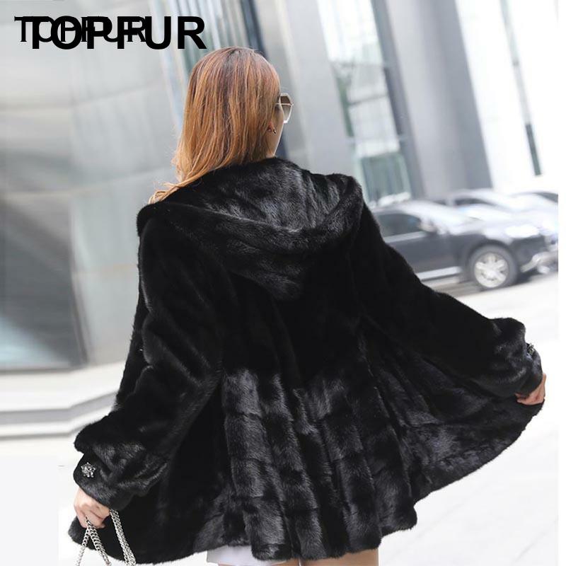 TOPFUR Real Mink Fur Coats Women Hood High Quality Winter New  Mink Fur Coat Luxury Natural Fur Outwear Casual Mink Full Sleeves ► Photo 1/6