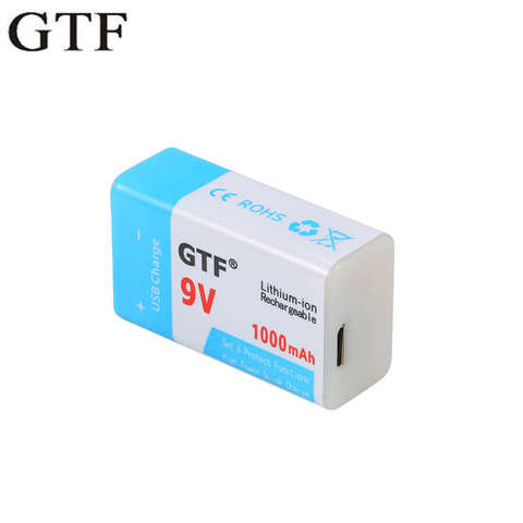 GTF USB Battery 9V 1000mAh/500mAh Li-ion Rechargeable Battery USB lithium battery for Toy Remote Control drop shipping ► Photo 1/6