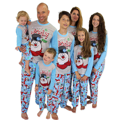 Family Matching Christmas Pajamas Set Mom And Kid Clothes Snowman Print Warm Swearshirt And Pants Adult 2pcs Clothing Outfit ► Photo 1/5
