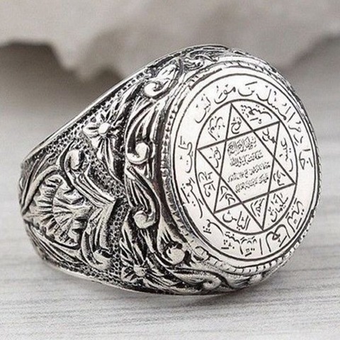 Ancient Greek Pentagram Astronomical Ring Men Good Lucky Talisman Religious Personality Biker Rings Men Fashion Jewelry Gift ► Photo 1/5