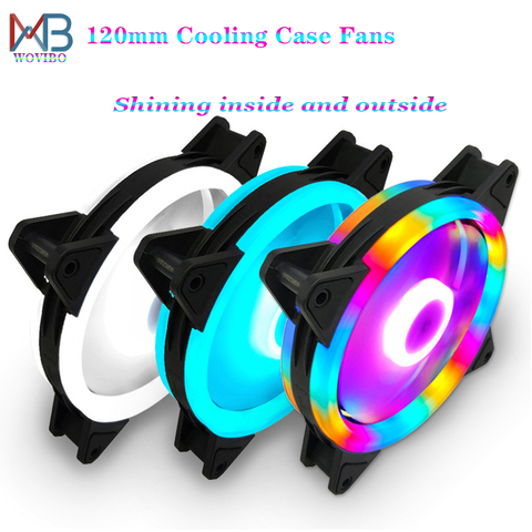 Rgb Case Fan Cooling Fans 120mm 3pin Colorful  Blue Red White Fluid Bearing LED Computer Cooling Fan Radiator Ventilador ► Photo 1/6