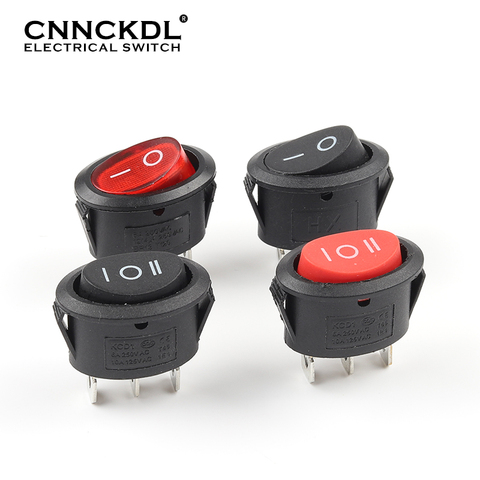 5 pcs KCD1 25*16.5mm Mini Round Boat Rocker Switch 2/3 Pin SPST ON-ON ON-OFF ON-OFF-ON 6A/250VAC Power Button Switch With Light ► Photo 1/6