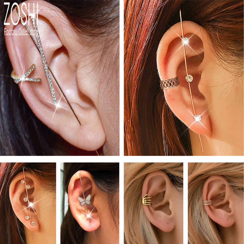 Trendy Bohemian No Piercing Crystal Rhinestone Ear Cuff Earrings for Women  Wrap Stud Clip Earrings Girl Earrings Jewelry Bijoux - AliExpress