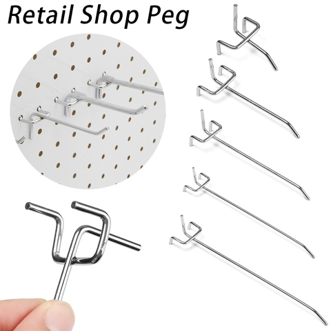 5 Pcs Grid Wall Mesh Display Hooks Storage Racks Retail Shop Peg Goods Shelf Metal Panel Hang Fits Perforated Workshop Hook Arm ► Photo 1/6