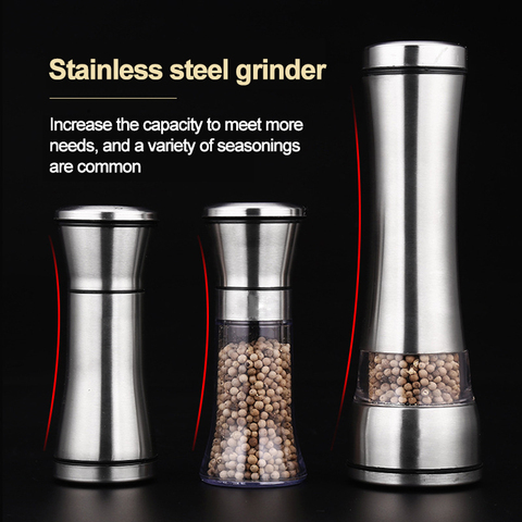 Salt and pepper grain mill shakers stainless steel metal food grinder pulverizer spice jar condiment container kitchen tools ► Photo 1/6
