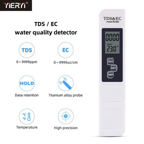 Yieryi TDS EC Meter Temperature Tester Pen 3 In1 Function Conductivity Water Quality Measurement TDS&EC Tester 0-9999ppm ► Photo 1/6