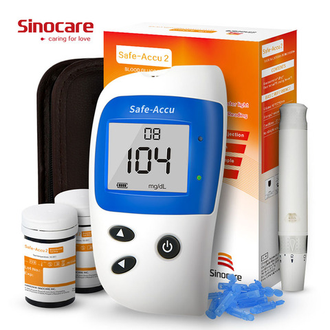 Medical Diabetes Sinocare Safe-Accu2 CE Blood Glucose Meter Glucometer and Test Strips Needles Sugar Monitor Diabetes Tester ► Photo 1/6
