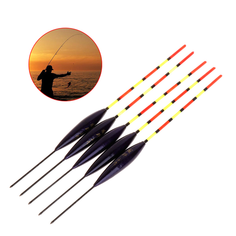 5 Pcs/Set Fishing Float Buoy Barr Wood Fluorescent Tail Stick Floating Wooden Tackle Ice Fishing Carp Luminous Accessories ► Photo 1/6