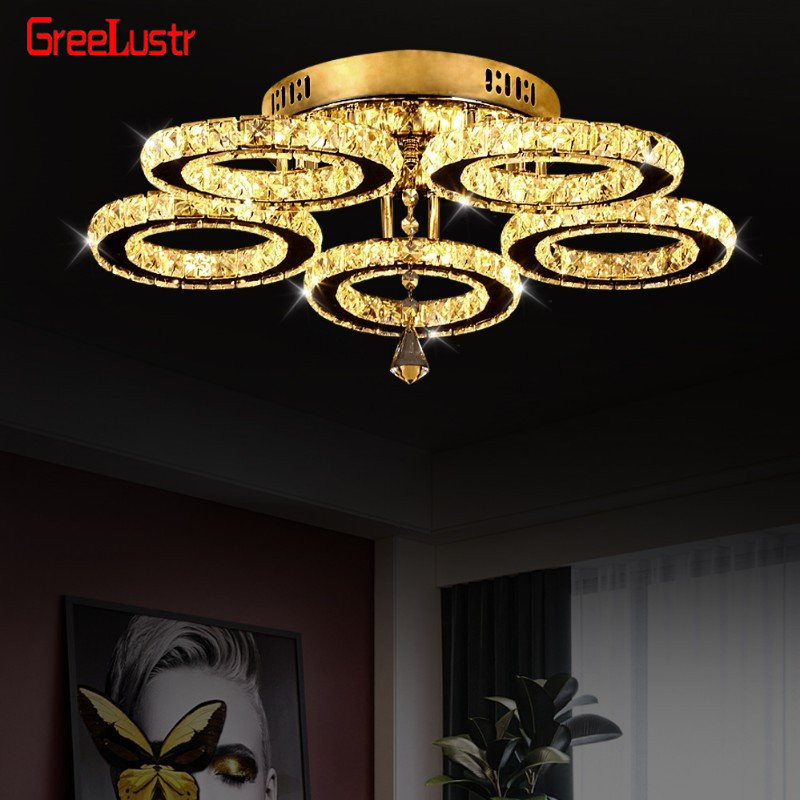 History Review On Modern Crystal 5 3 Rings Led Ceiling Light Fixture Stainless Steel Lamps Re Luminaria Home Decor Lighting Aliexpress Er Greer Official Alitools Io - Crystal Ceiling Lamp Decor