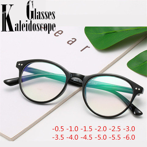 -0.5 -1.0 -1.5 -2.0 -3.0 -3.5 -4.0 -4.5 to 6.0 Finished Myopia Glasses Women Men Vintage Round Floral Print Short-sight Eyewear ► Photo 1/6