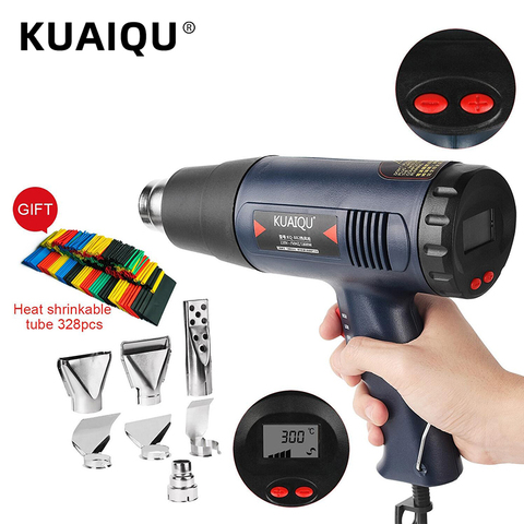 Digital Electric Hot Air Gun Temperature-Controlled Building Hair Dryer Heat Gun Soldering Tools Adjustable+ 7pcs Nozzle 220V ► Photo 1/6