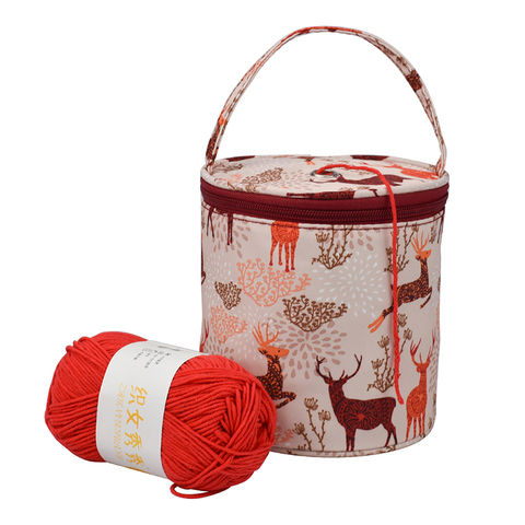 Knitting Yarn Crochet Round Storage Bag Knitting Needles Yarn Tote Organizer DIY Craft Woolen Basket Sewing Tool Bag ► Photo 1/6