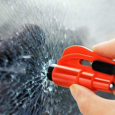 3 in 1 Car Safety Hammer Keychain Spring Type Escape Hammer Window