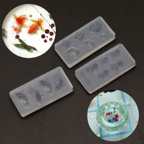 3Pc Mini Size Goldfish Lotus Leaf Earrrings Water Dag DIY Resin Jewelry Mold Kit  ► Photo 1/5