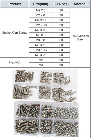 M2 M3 M4 M5 M6 MHex Socket Head Cap Screw Nut Thread Metric Machine Hexagon Allen Bolt Nut Assortment Kit 304 Stainless Steel ► Photo 1/6