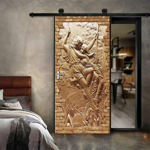 Door Stickers European Embossed Figure Love Living Room Bedroom Door Wallpaper PVC Self Adhesive Wall Decals Imitation Sticker ► Photo 1/6