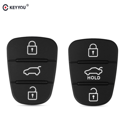 KEYYOU Replacement Rubber Button Pad For Hyundai Solaris Accent Tucson l10 l20 l30 Kia Rio Ceed Flip Remote Car Key Shell ► Photo 1/6