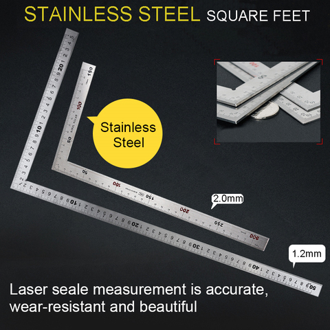 Ruler Measuring Tool Stainless Steel Metal Straight Ruler 250 x 500mm Tool 90 Degree Angle Metric  Square Thickness 1.2mm ► Photo 1/6