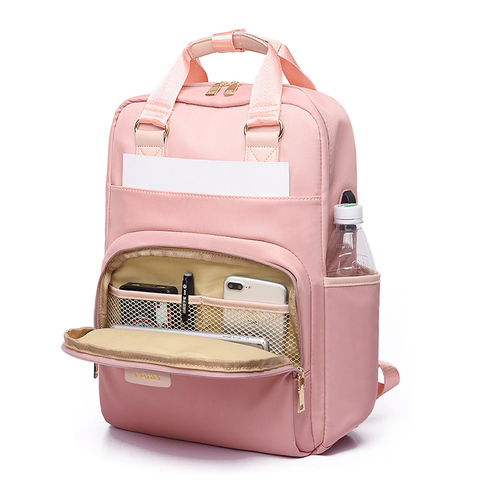 Stylish Waterproof Laptop Backpack 15.6 Women Fashion Backpack for girls Black Backpack Female large Bag 13 13.3 14 15 inch Pink ► Photo 1/6