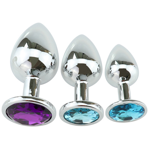 Sex Shop Silver Multi-color Ddiamonds 3 Sizes Available Metal Anal Plug Stainless Steel Anal Plug Adult Masturbation Products. ► Photo 1/6