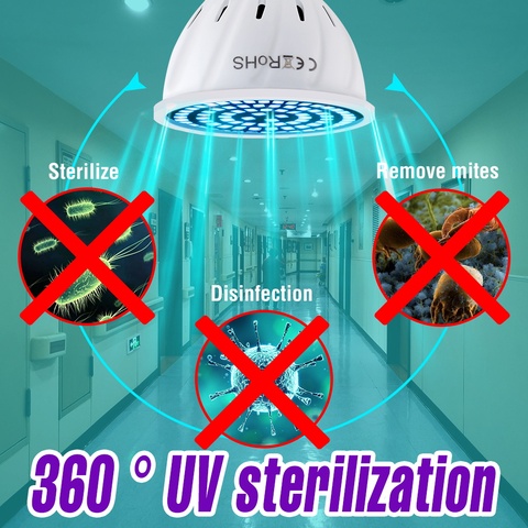 WENNI Ultraviolet Disinfection Lamp E14 Germicidal LED Lamp 220V E27 LED Sterilizer UV Light MR16 UVC LED Bulb GU10 Amuchina B22 ► Photo 1/6