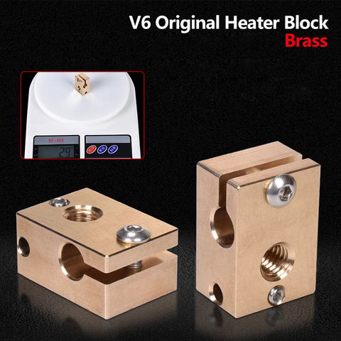 High Temperature V6 Heater Block Brass for E3D V6 copper hotend 3D Printer Parts Hardened Steel Heat Block Nozzle Titan extrude ► Photo 1/6