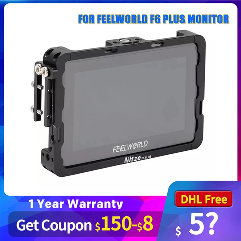 NITZE 5.5 MONITOR CAGE FOR FEELWORLD F6 PLUS MONITOR WITH HDMI-CABLE CLAMP - TP-F6PLUS Monitor aluminum alloy Cage ► Photo 1/6