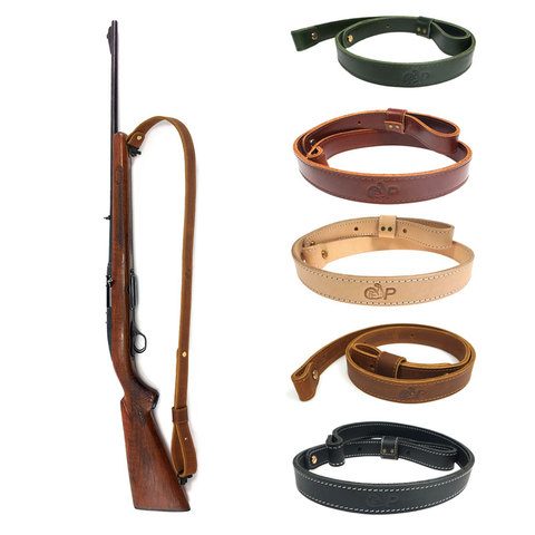 Hunting Rifle Shotgun Sling Shoulder Belt Leather Cow Hide Adjustable Bindings Shooting Tactical Strap Gun Accessories 105cm ► Photo 1/6