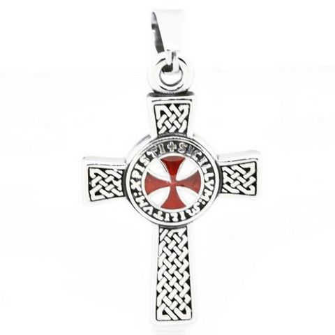 Mens Red Cross Kinghts of The Templar Pendant Necklace Punk Crusader Amulet Necklaces Vintage Jewelry ► Photo 1/3