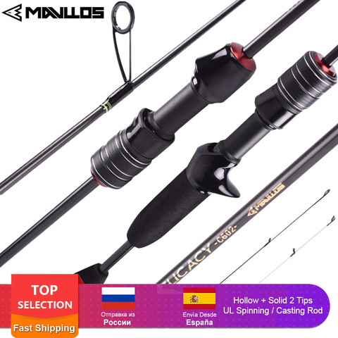 Mavllos DELICACY L.W 0.6-8g UL Fishing Rod Casting Spinning Rod Ultralight Carbon Fiber Hollow + Solid 2 Tips Bait Casting Rods ► Photo 1/6