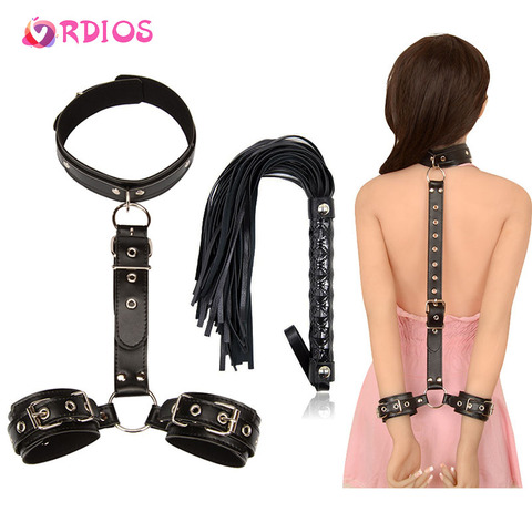 VRDIOS Erotic Sex Toys For Couples Woman Sexy BDSM Bondage Handcuffs Neck Collar Whip For Adult Toys Slave Sex Accessories ► Photo 1/6