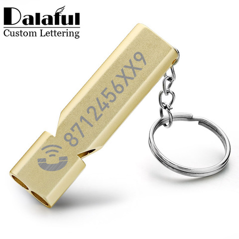 Customized Whistle Keychain Double Pipe High Decibel Outdoor Emergency Survival Engraved Logo Name Anti-lost EDC Keyrings K383 ► Photo 1/6
