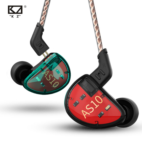 KZ AS10 Headphones 5 Balanced Armature Driver In Ear Earphone HIFI Bass Monitor Earphone Earbuds With 2pin Cable KZ ZS10 KZ BA10 ► Photo 1/6