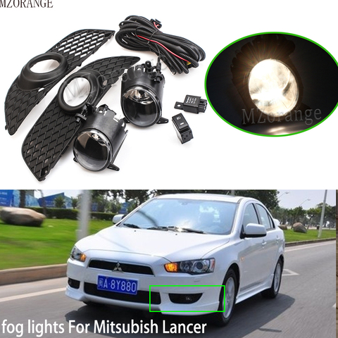 halogen Fog Lights For Mitsubish Lancer Lancer-ex 08-13 LED foglights Grille Headlight lens Fog Lamp Wiring  Harness Switch Kit ► Photo 1/6