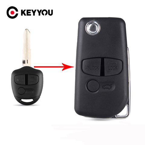 KEYYOU For Mitsubishi Lancer EX Evolution Grandis Outlander 3 Buttons Replacement Remote Key Shell Case (Left Groove) ► Photo 1/6