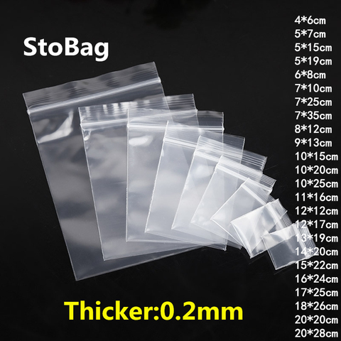 StoBag 100pcs Thick Transparent Zip Lock Plastic Bags Jewelry Food Gift Packaging Storage Bag Reclosable Poly Custom Print Logo ► Photo 1/6