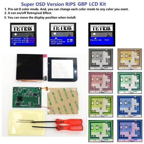 Super OSD Version RIPS LCD Retro Pixel Brightness Backlight LCD Kit For GameBoy Pocket For GBP LCD Console IPS LCD ► Photo 1/6