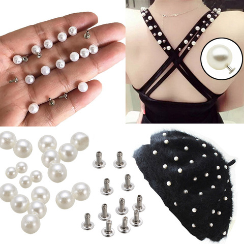 Imitation Pearl Rivets Button Straight Hole White Beads Pants Bag Shoes Decoration DIY Bracelet Jewelry Clothing Accessories ► Photo 1/6