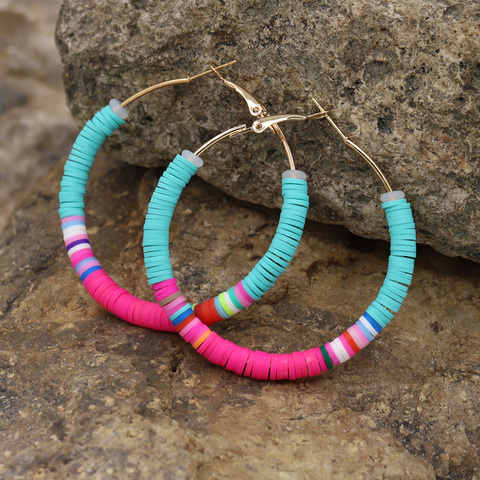 Multicolor Hoop Earrings for Women 2022 Fashion Female Girls Jewelry Polymer Clay Korean Earrings Cute Gifts ► Photo 1/6