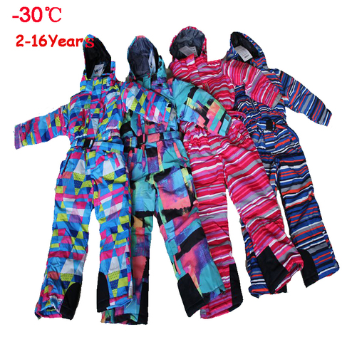 Brand Kids Snowsuit -30 Winter Baby Girl Boy Ski Jumpsuit 10 12 Waterproof Snowboard Skiing Jacket Sportswear Children Outerwear ► Photo 1/6